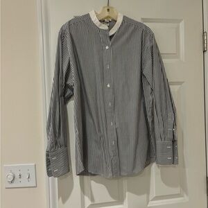 Gray striped blouse with French cuffs